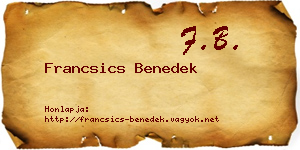 Francsics Benedek névjegykártya