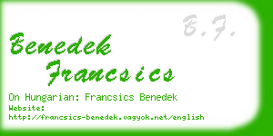 benedek francsics business card